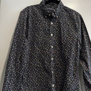 Abercrombie & Fitch Super Slim Floral Button-Up Shirt – Stretch – Navy (L)